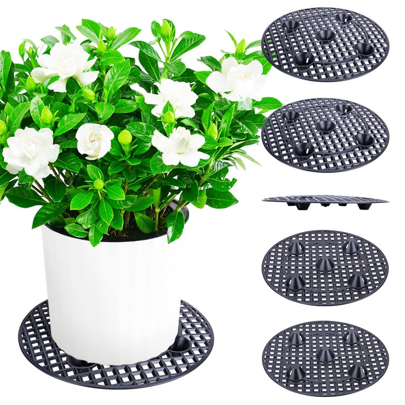 LFUTARI 6 PCS Plant Level Pot Elevator  Plant Stands  11.6inch Plant Pot Saucer for Prevent Rot and Damage on Patio & Deck (30cm-6pcs  Black) - Image 1